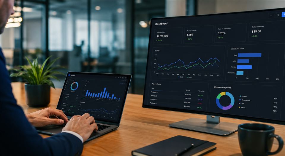 Maqueta de dashboard analítico desarrollado por Dissgrafix